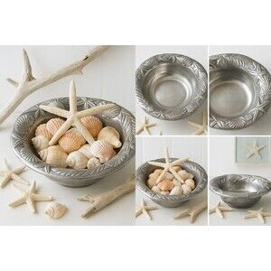 Ashleigh Manor Cast Aluminum Coastal Bowl Seashell Starfish Rim 10” Taiwan...